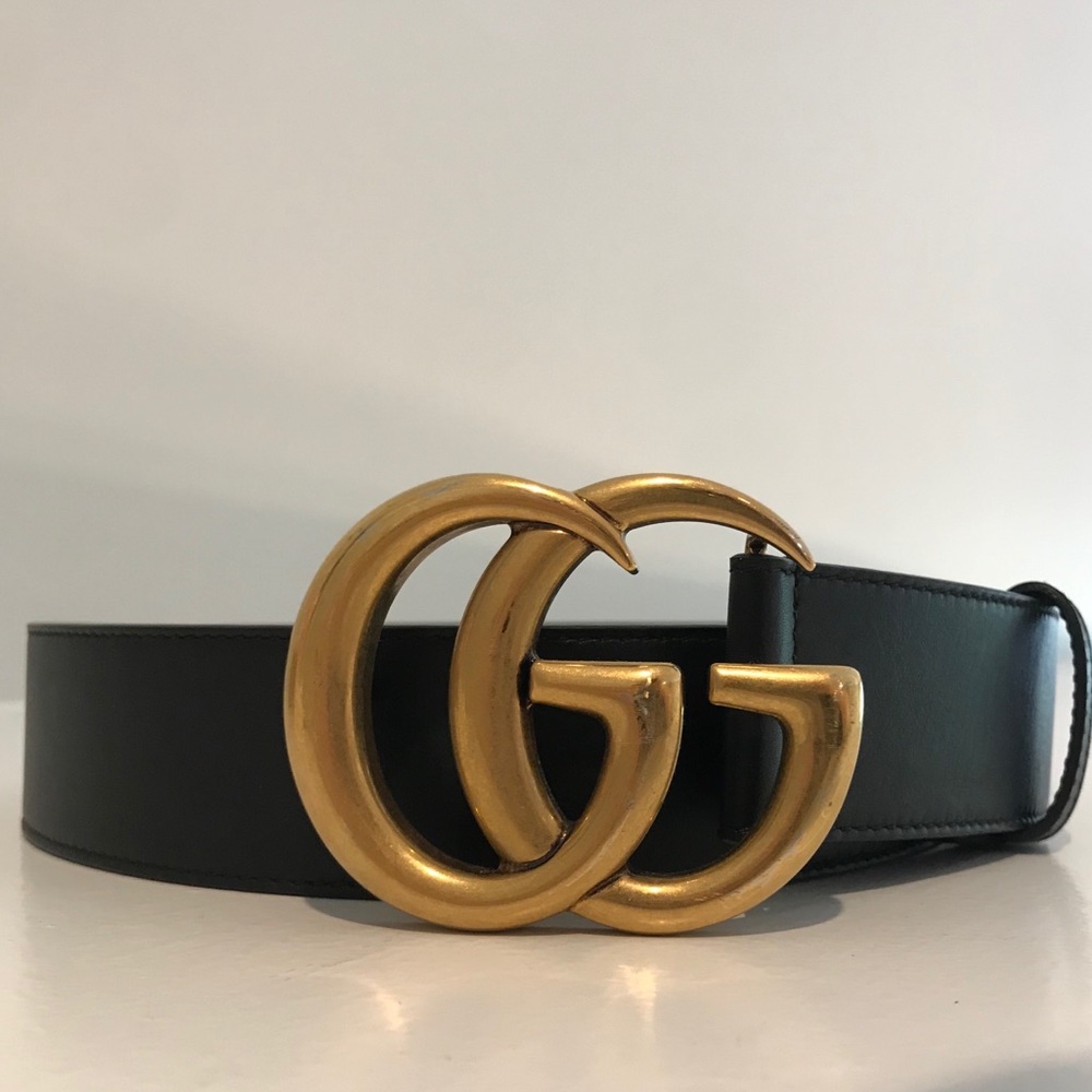 Authentic Gucci Leather Belt with Double G Buckle - Picture 2 of 4